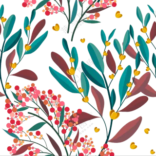 藤蔓植物插画创意四方连续免抠素材