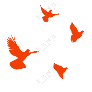 展翅高飞的和平鸽剪影元素PNG图片