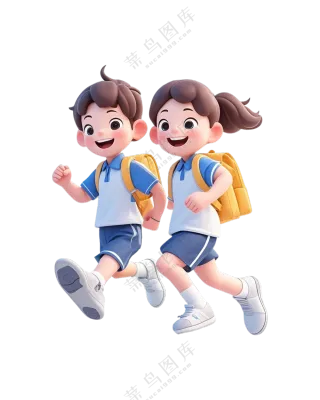 卡通3D小学生 免抠Png元素