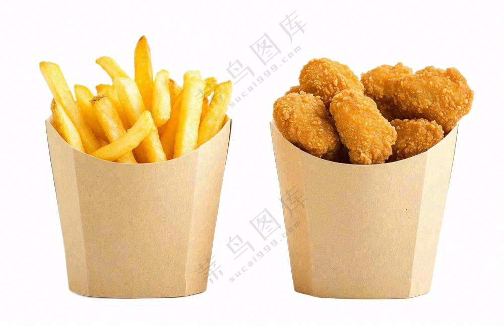 薯条鸡米花食物摄影图免抠