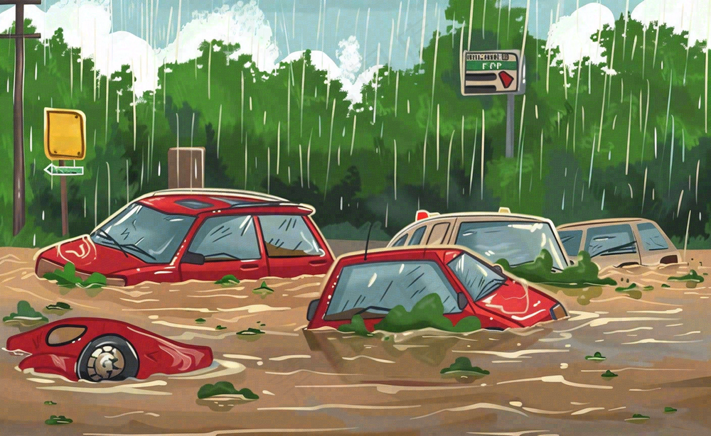 洪水自然灾害防洪预警摄影图