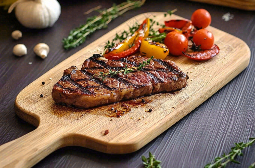 美味的煎牛排牛肉番茄土豆西餐美食摄影图