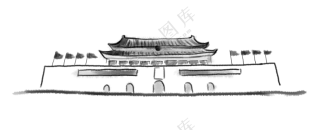 简约手绘风天安门城楼PNG图片素材