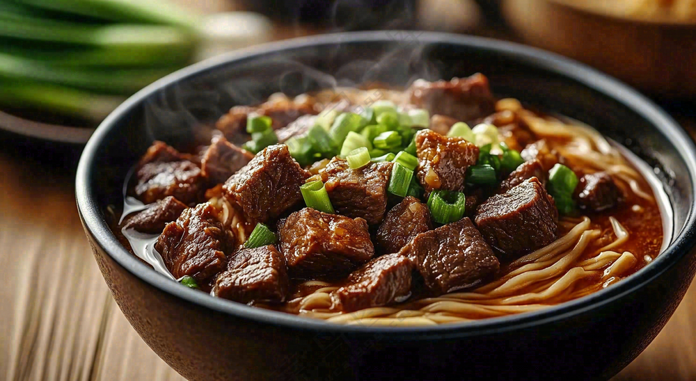 红烧牛肉面粉美食面食摄影图