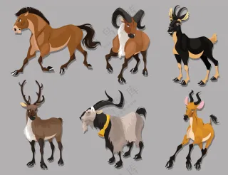 6款卡通动感野生动物矢量素材