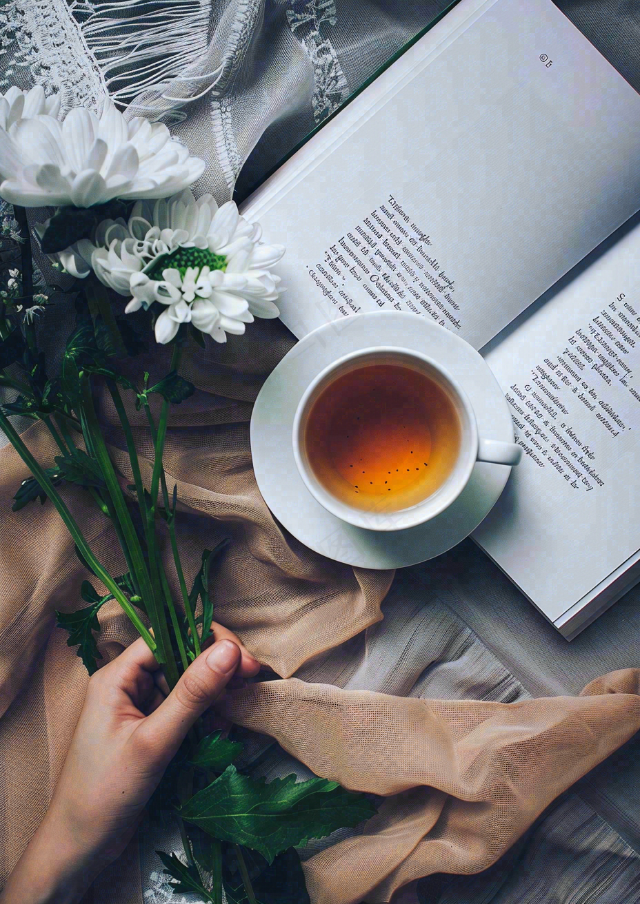 下午茶休闲学习阅读场景世界读书日摄影图