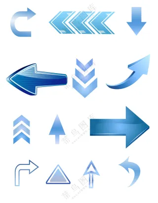 水晶立体蓝色箭头图标元素大合集