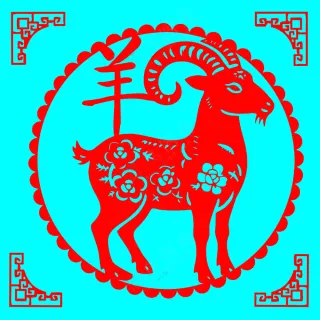 红色简约羊剪纸