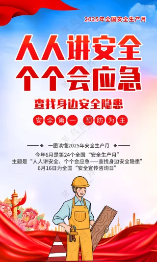 2025红色大气安全生产月海报