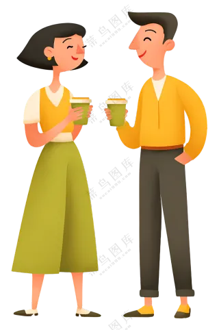 拿着咖啡杯的情侣