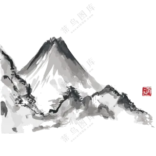 大山树木风景绘画创意免抠图片素材