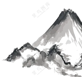 水墨手绘绘画创意高山免抠图片素材