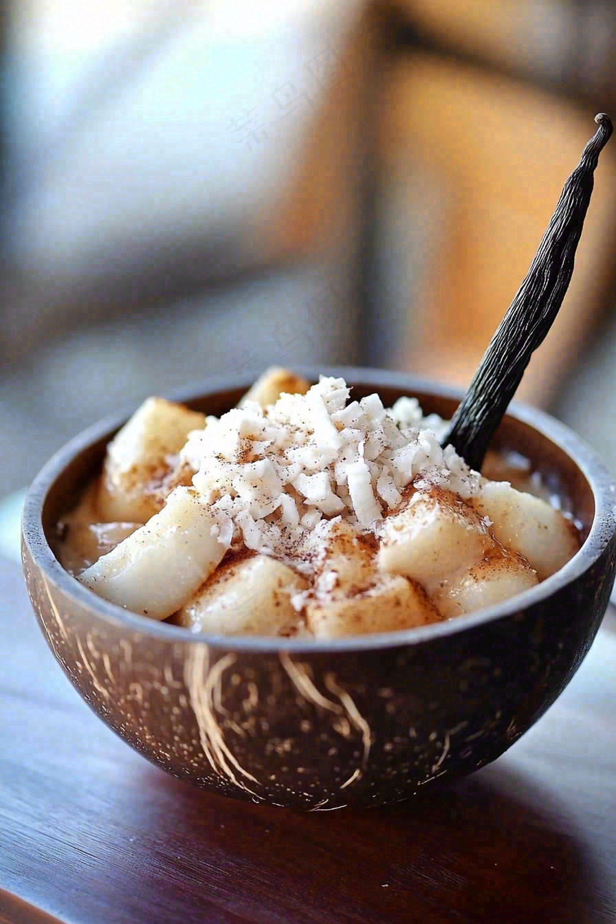 下午茶甜品椰子壳美食摄影图