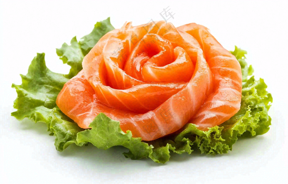 生鱼片三文鱼生菜食物摄影图