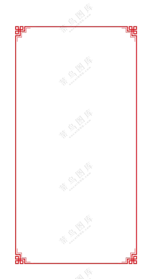 红色古典传统花角边框免抠图片素材