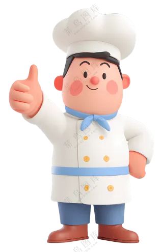 卡通厨师竖起大拇指
