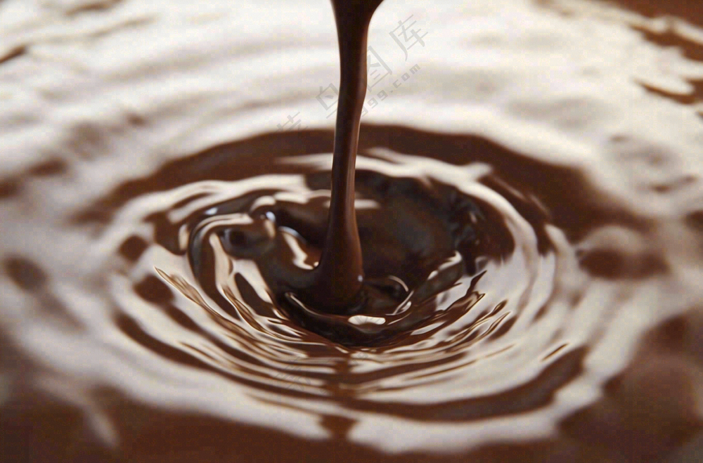 融化的黑巧巧克力美食摄影图