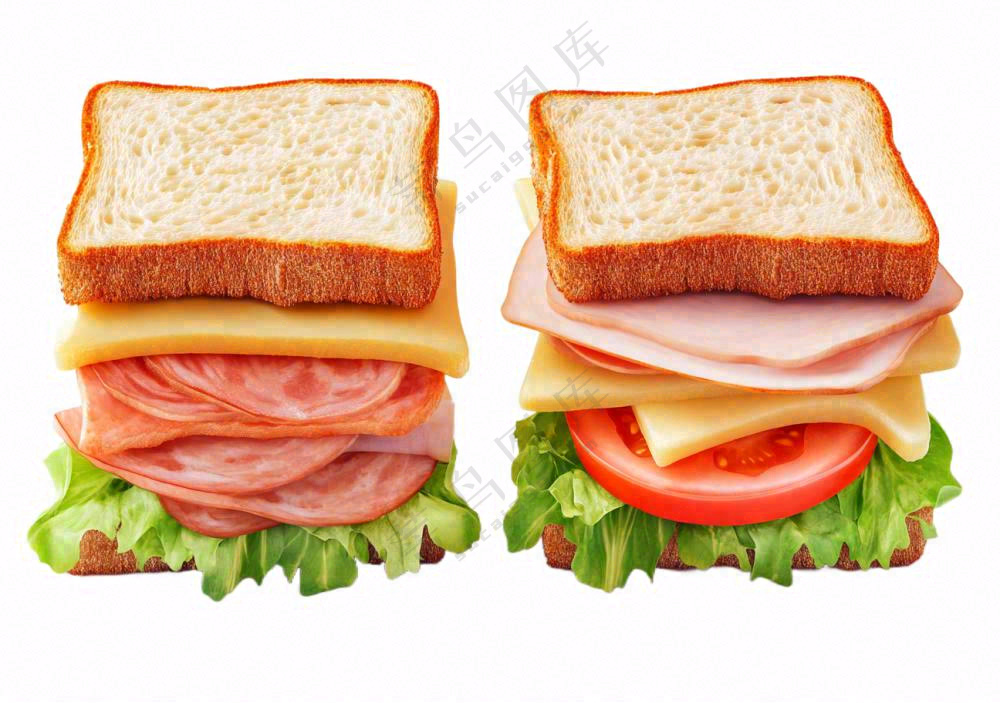 芝士培根三明治美食西餐摄影图免抠