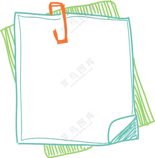 手绘线条曲别针纸张等免抠图片素材