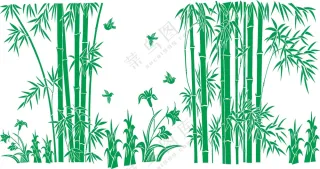竹林花鸟矢量素材