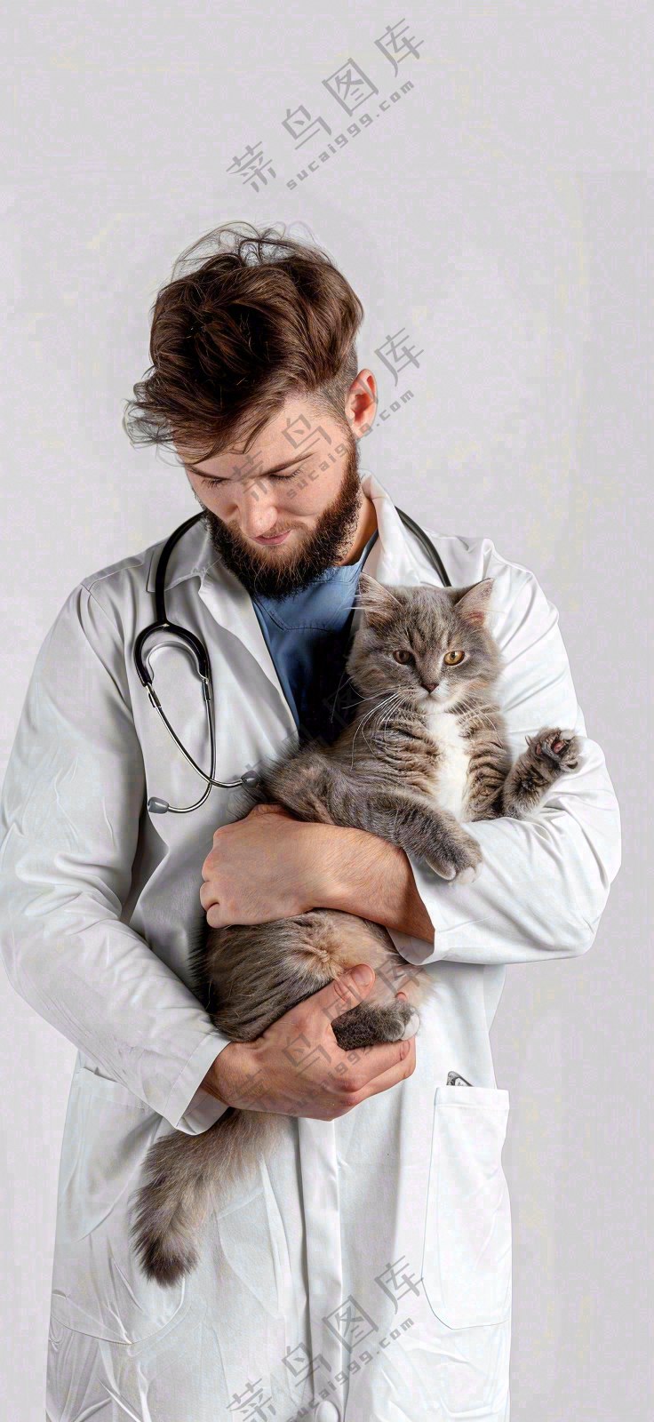 萌宠宠物医院医生抱着猫咪摄影图背景