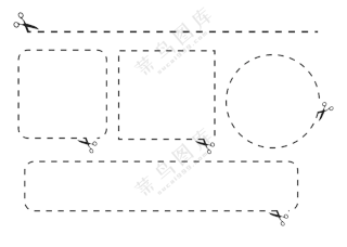 虚线效果方形圆形等裁切线免抠图片