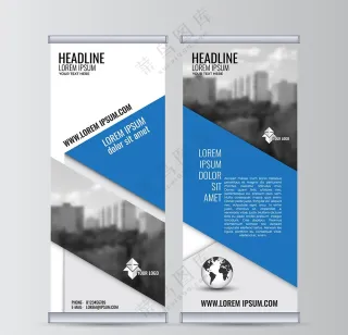 企业蓝色展架素材