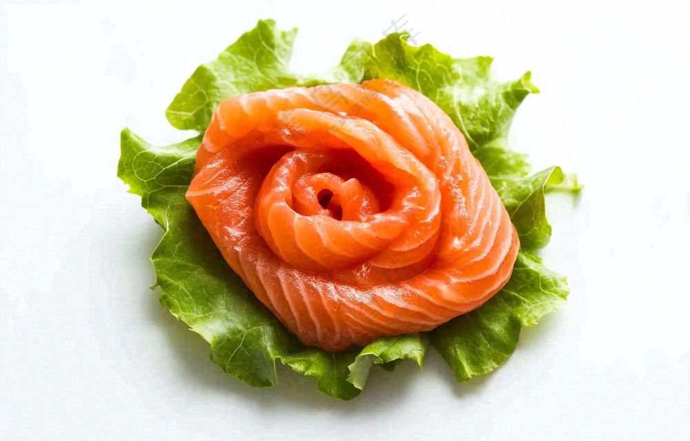 生鱼片三文鱼生菜食物摄影图