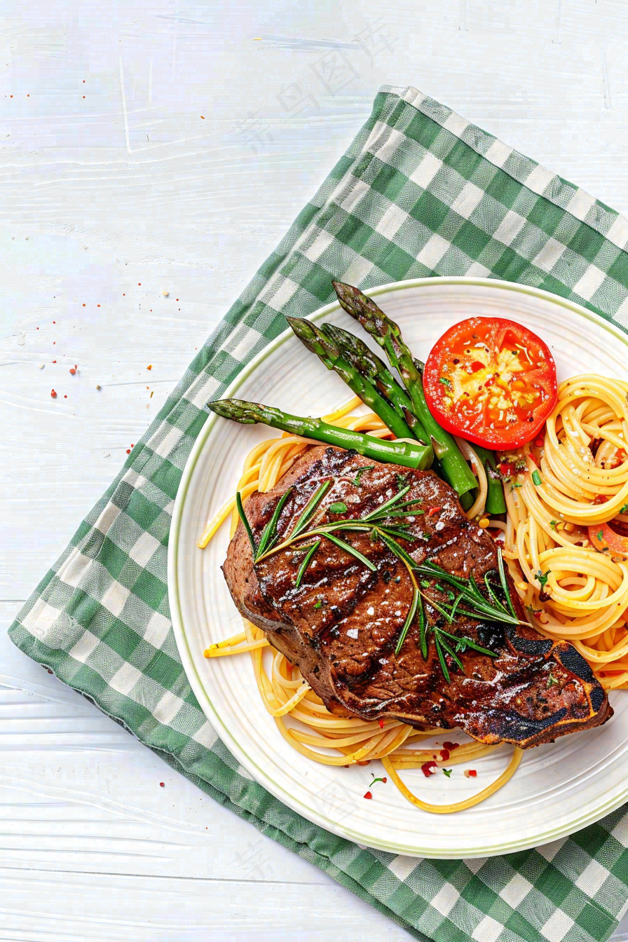 西餐牛排美食摄影图