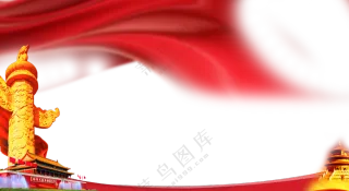 红绸子与华表建筑元素免抠图片素材