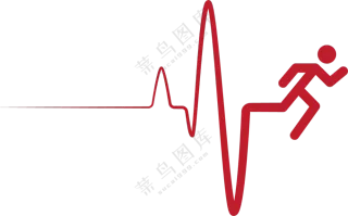 跑步人形心跳曲线创意免抠图片素材