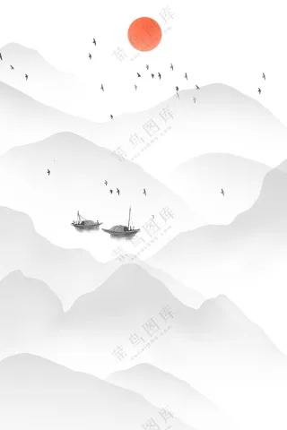 简约水墨山水画素材