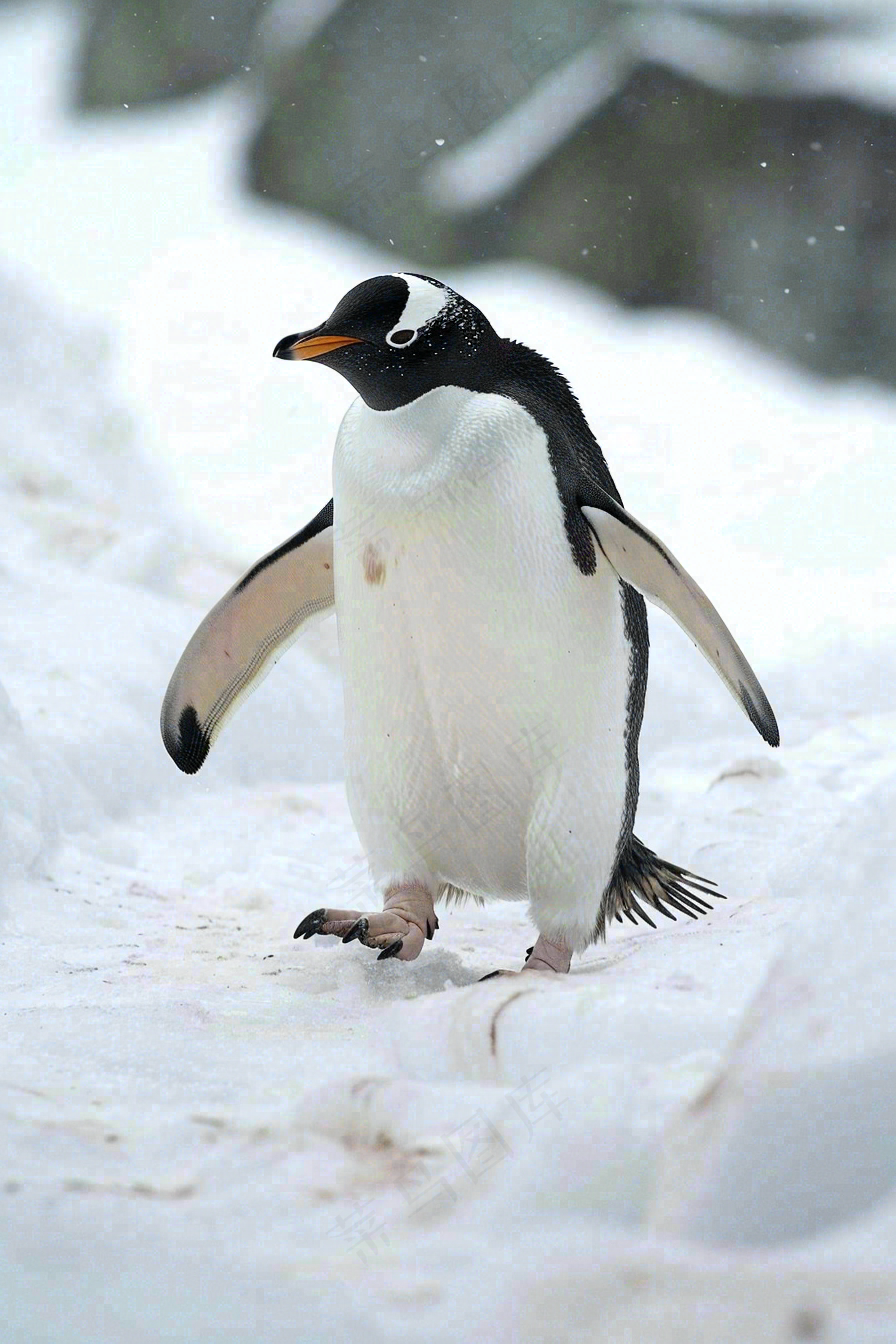 冰雪天地的企鹅寒冷动物摄影图