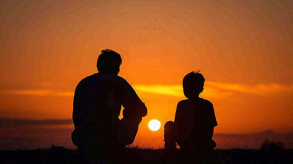 父亲节爸爸和孩子剪影亲情摄影图
