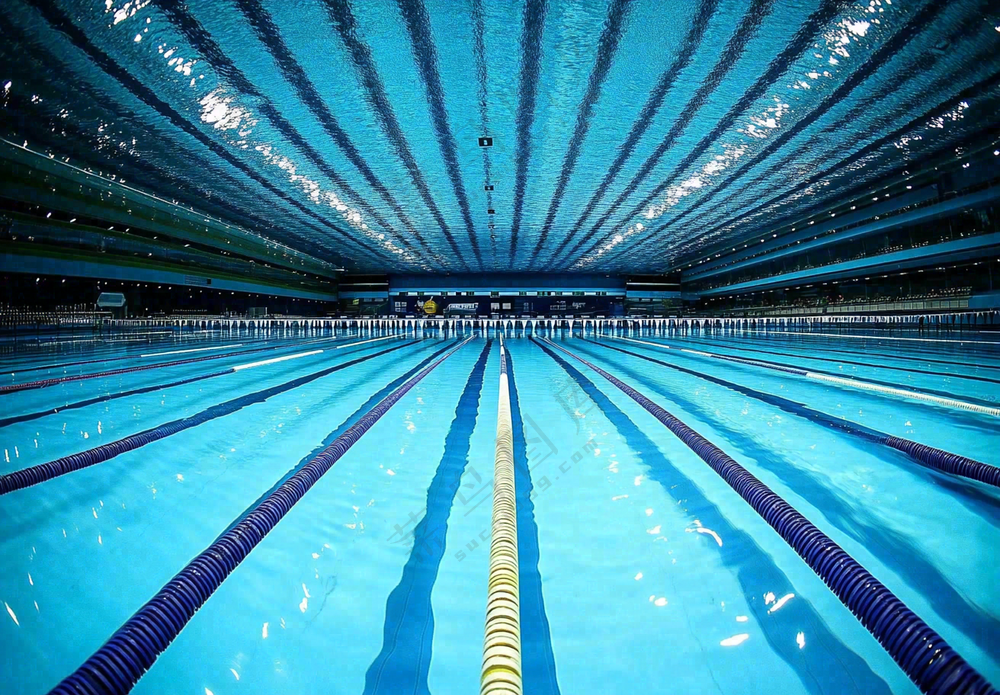 蓝色的游泳池水池摄影图