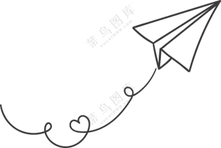手绘曲线装饰的纸飞机免抠图片素材