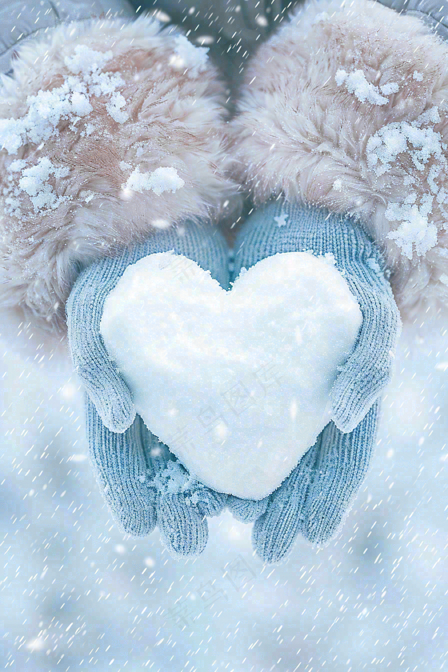 冬天寒冷白雪结冰小寒摄影图