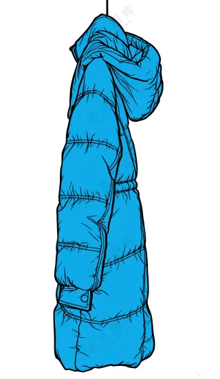 蓝色简约挂着的羽绒图