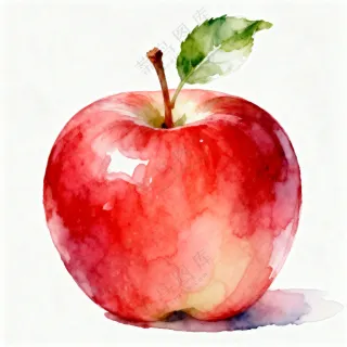 红苹果水彩画风
