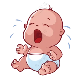 张着嘴大声哭的小宝宝插画免抠图片
