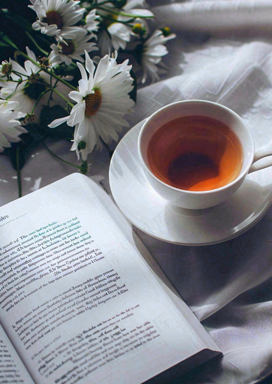 下午茶休闲学习阅读场景世界读书日摄影图