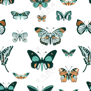 无缝拼接蝴蝶图案主题免抠图片素材