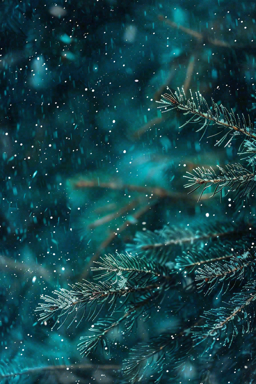 冬天森林里的松针树寒冷霜降摄影图