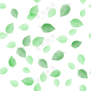 无缝拼接水彩绿色树叶图案免抠图片