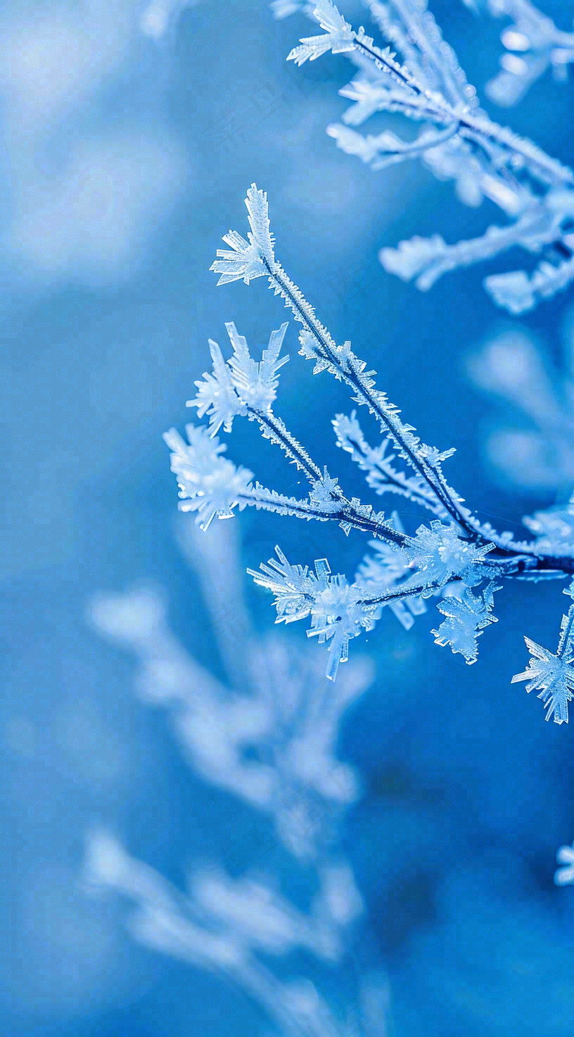 冬天寒冷白雪结冰小寒摄影图