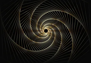 金色螺旋线条抽象几何图案背景
