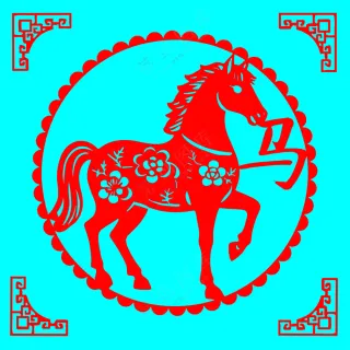 红色简约马剪纸