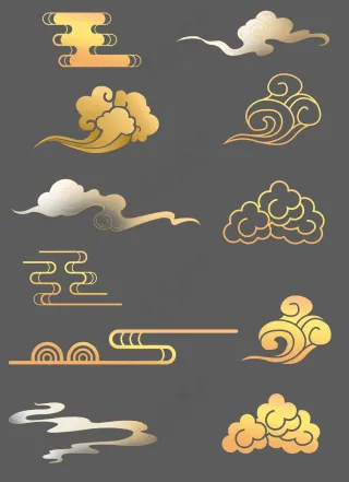 金色祥云新中式国潮图案元素大合集