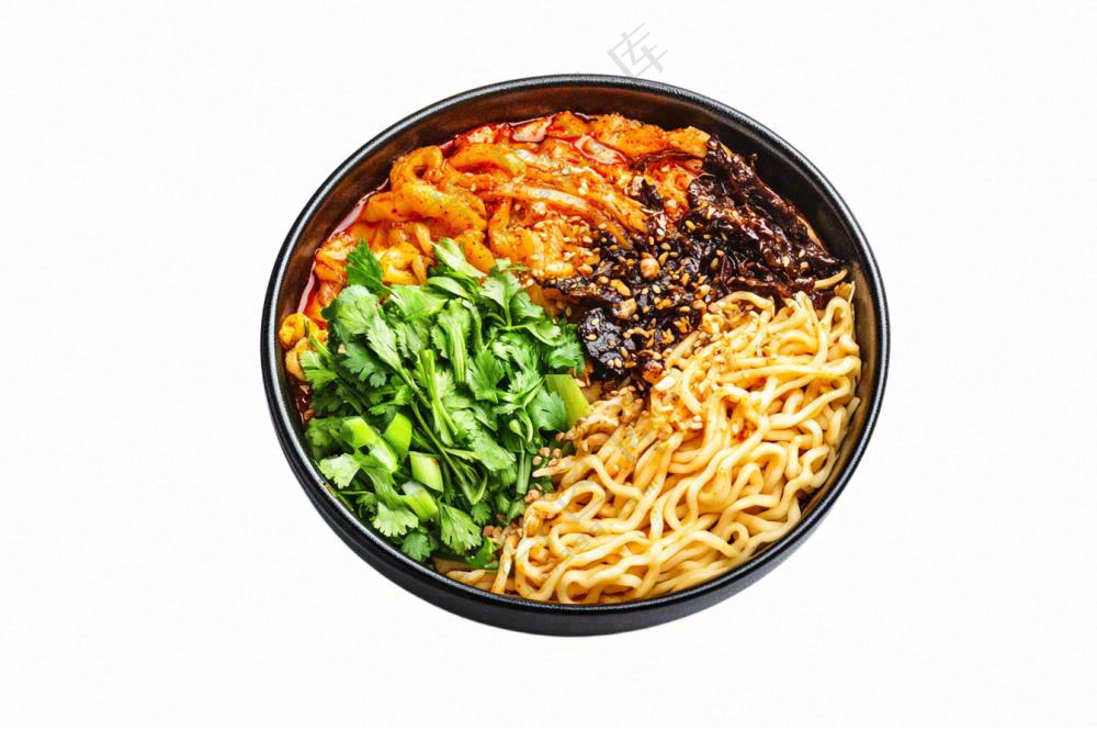 麻辣干拌面牛肉鸡肉美食摄影图免抠