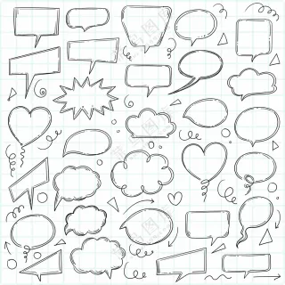 手绘素描风对话框矢量